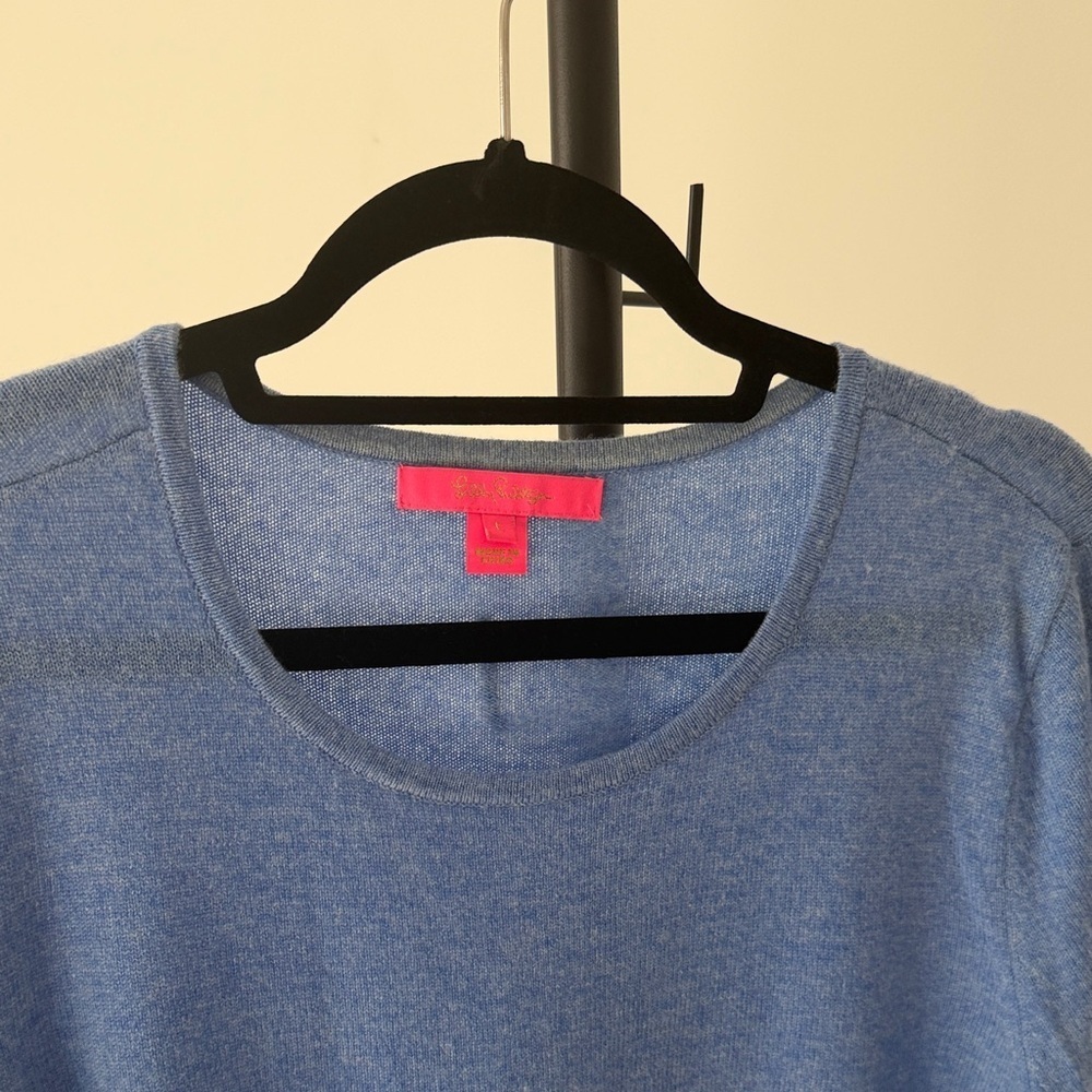 Lilly Pulitzer Rica Cashmere Blue Block Fringe Sweater - Picture 6 of 9